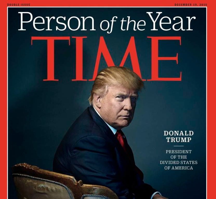 TIME magazine cover of Donald Trump. "President of the Divided States of America".